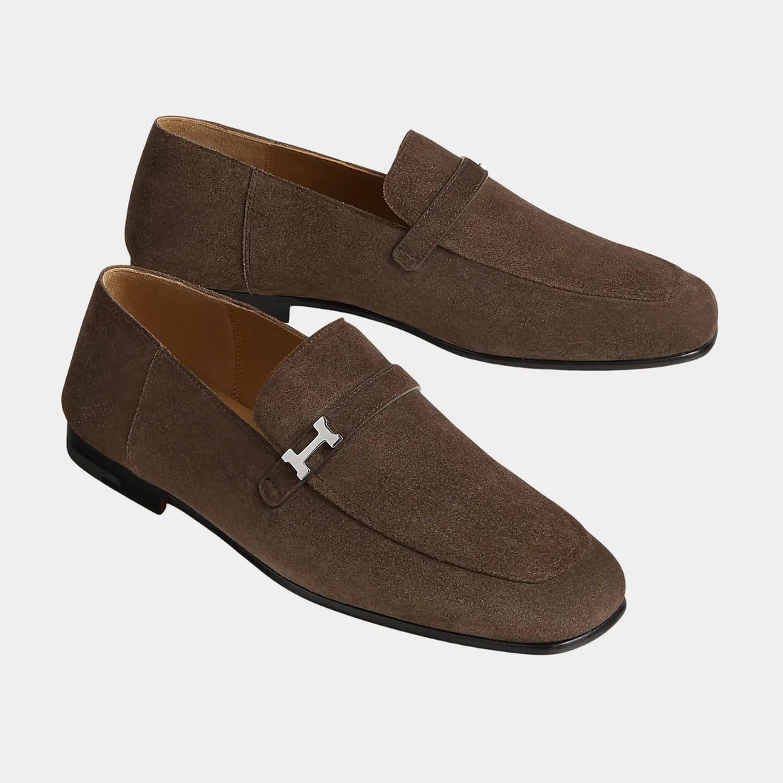 Hermes Giovanni Loafer in Suede Calfskin, Ecorce, Front