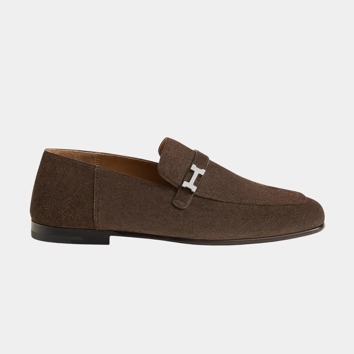 Hermes Giovanni Loafer in Suede Calfskin, Ecorce, Side