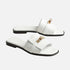 Hermes Giulia Sandal In Calfskin, White/Gold, Front, Side