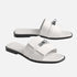 Hermes Giulia Sandal In Calfskin, White/Sliver, Front, Side