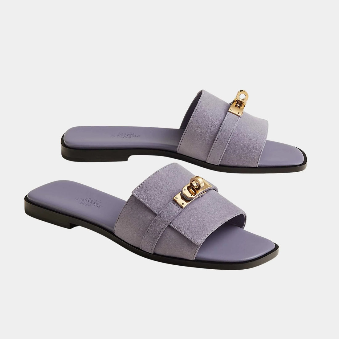Hermes Giulia Sandals Goat Suede, Violet Glycine, Front