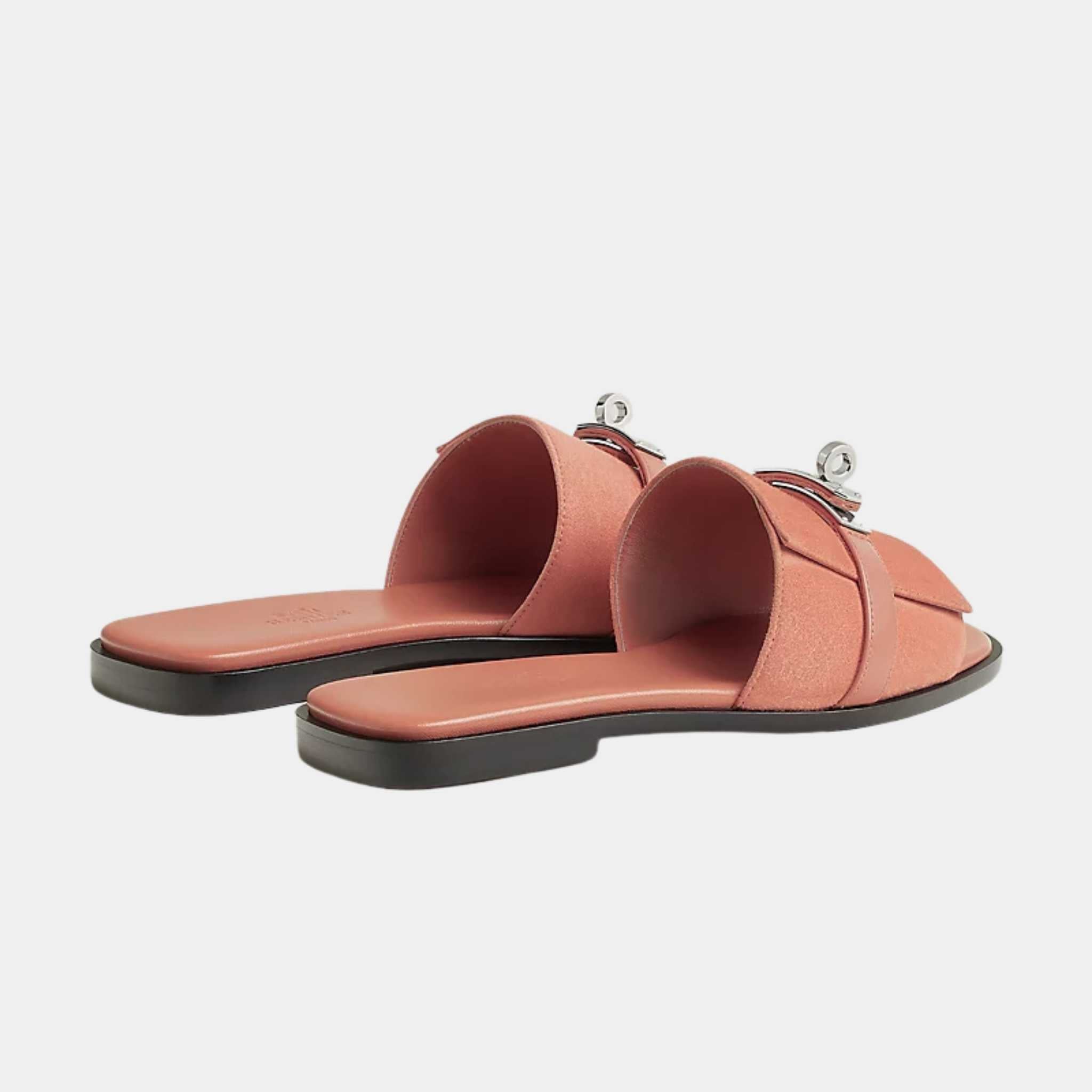 Hermes Giulia Sandals Pink Bubinga, Rear Heal