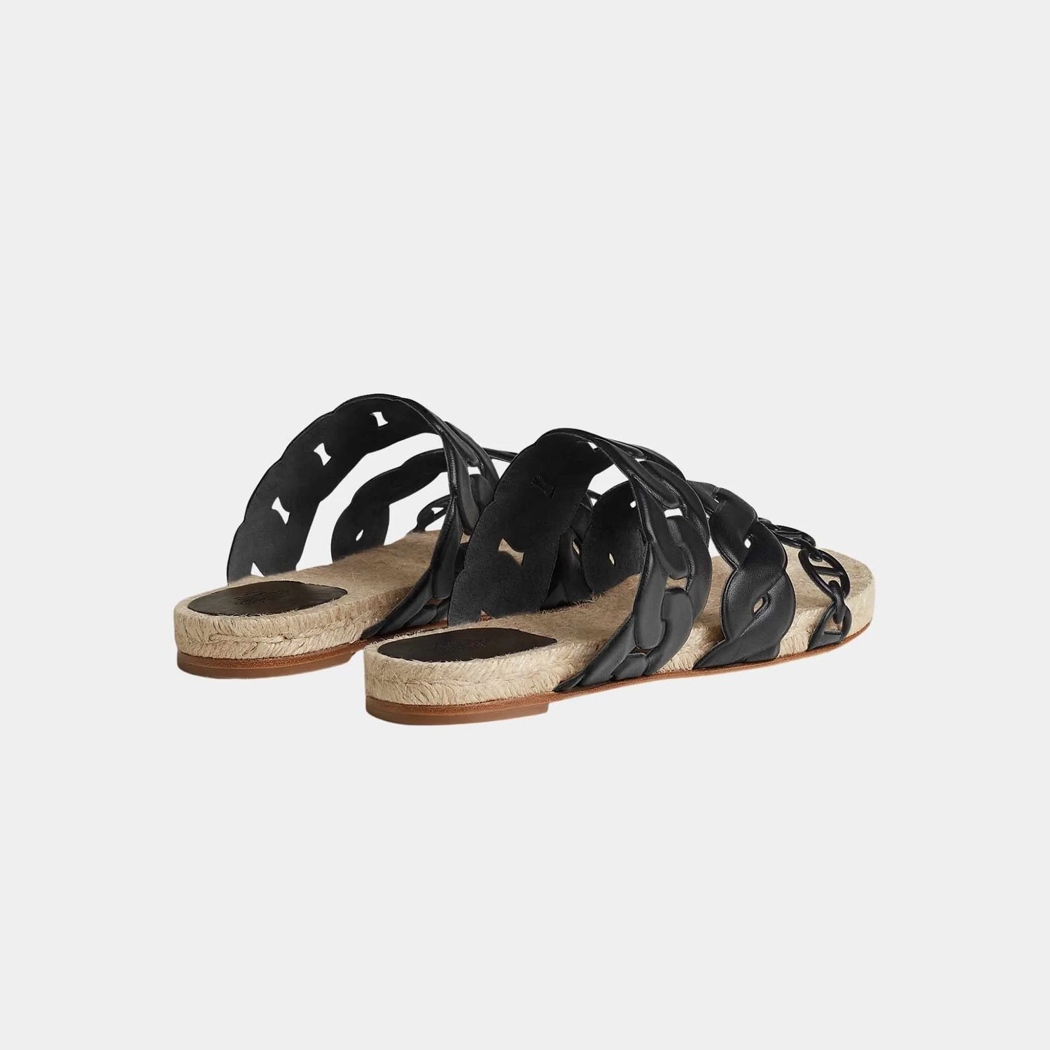 Hermes Gwen Espadrille Nappa Leather, Noir, Back
