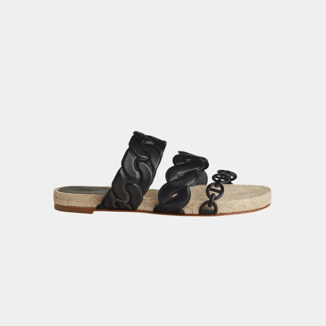 Hermes Gwen Espadrille Nappa Leather, Noir, Side