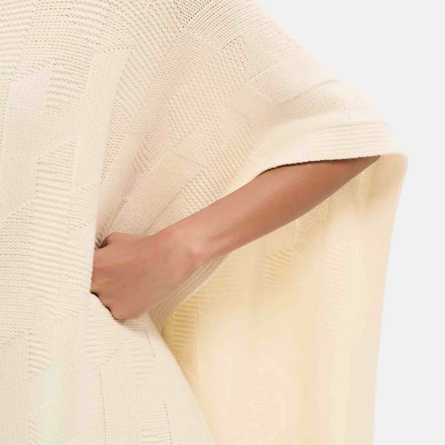 Hermes H Rectangular Cape Poncho Blanc Naturel, Side, Model