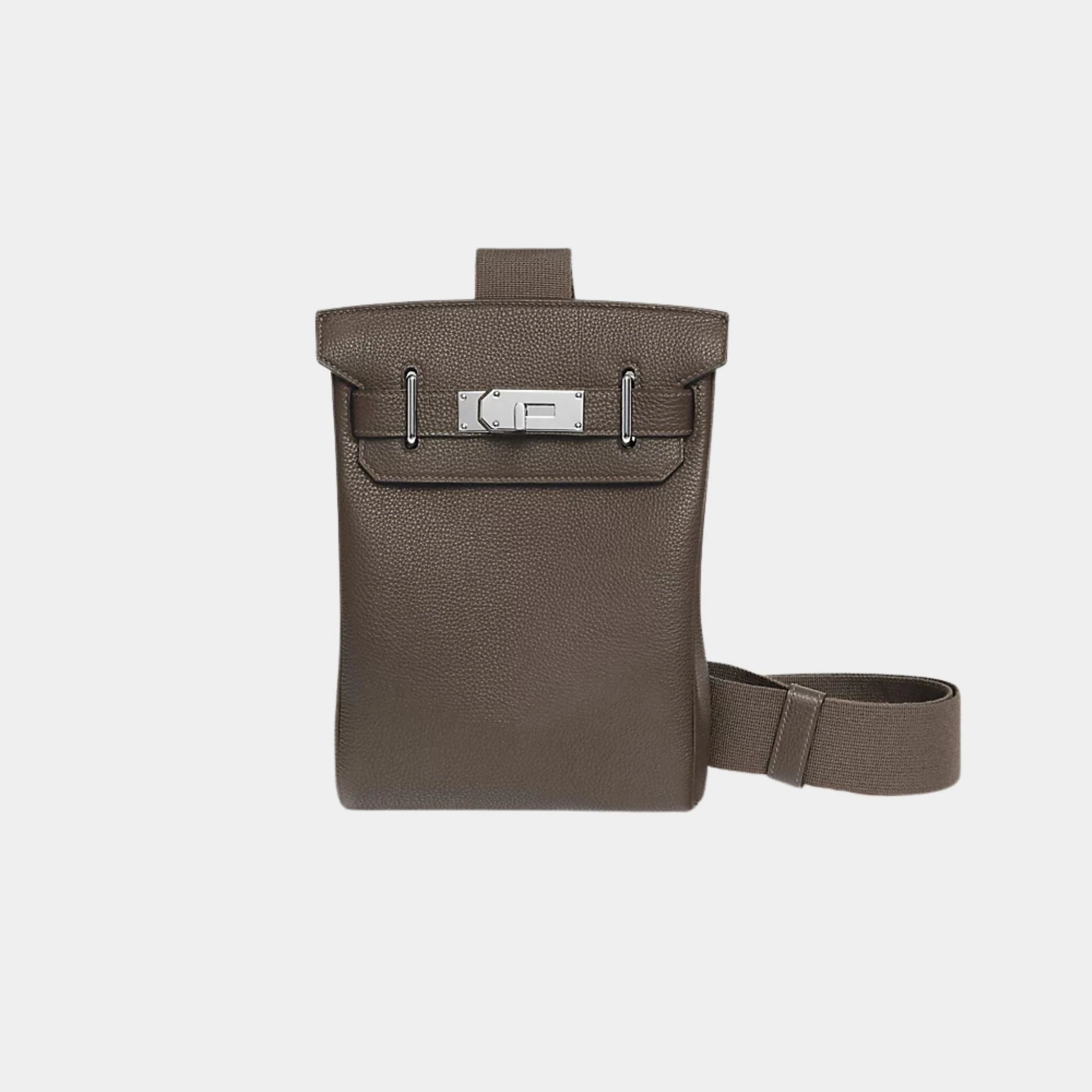 Hermes Hac a Dos PM Togo Gris Etain PHW, Front 