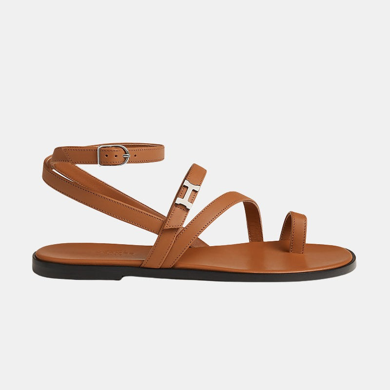 Hermes Harmonie Sandal, Brown, Side