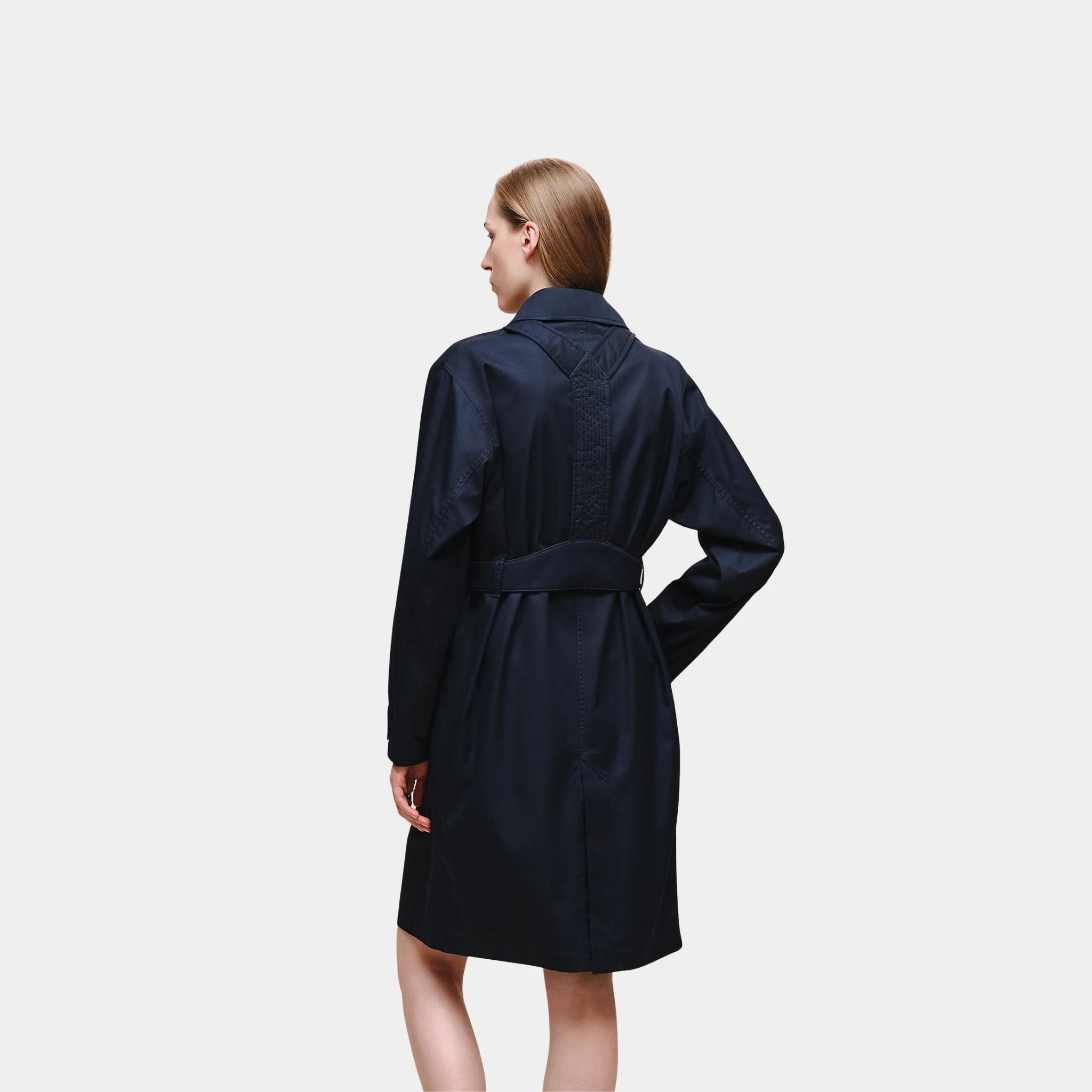 Hermes Harness Coat in Technical Cotton Twill, Bleu Noir, Back