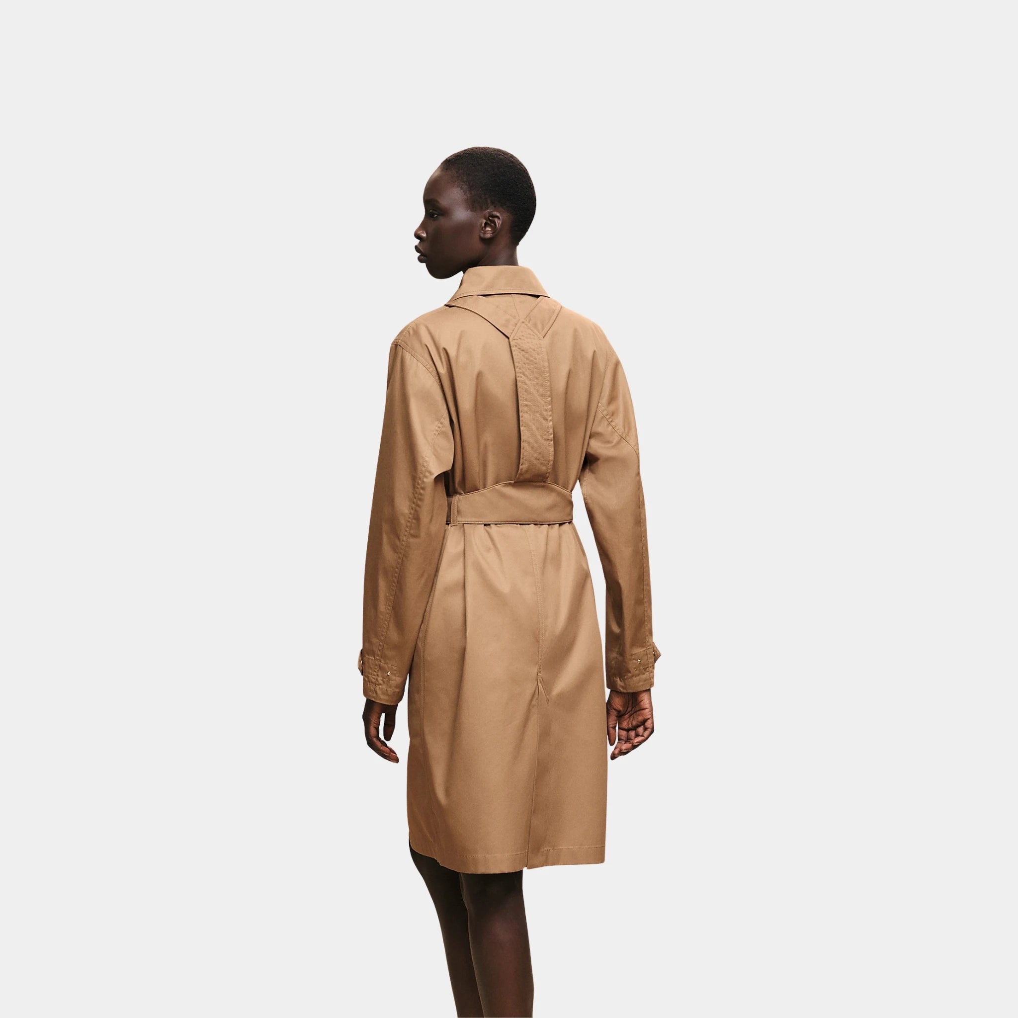 Hermes Harness Coat in Technical Cotton Twill, Brun Mahogany, Back