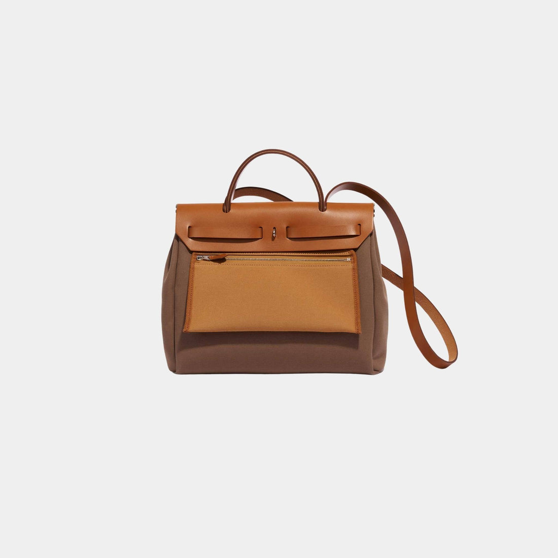 Hermes Herbag 31 Toile Vache Hunter Etoupe-Dune Fauve, Back