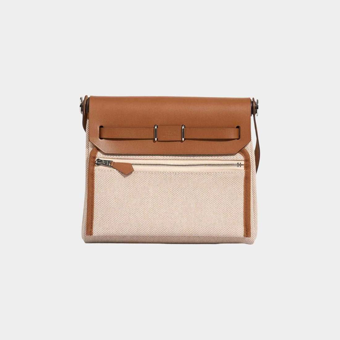 Hermes Herbag Mini Vache Hunter Toile Naturel Ecru، الجهة الخلفية
