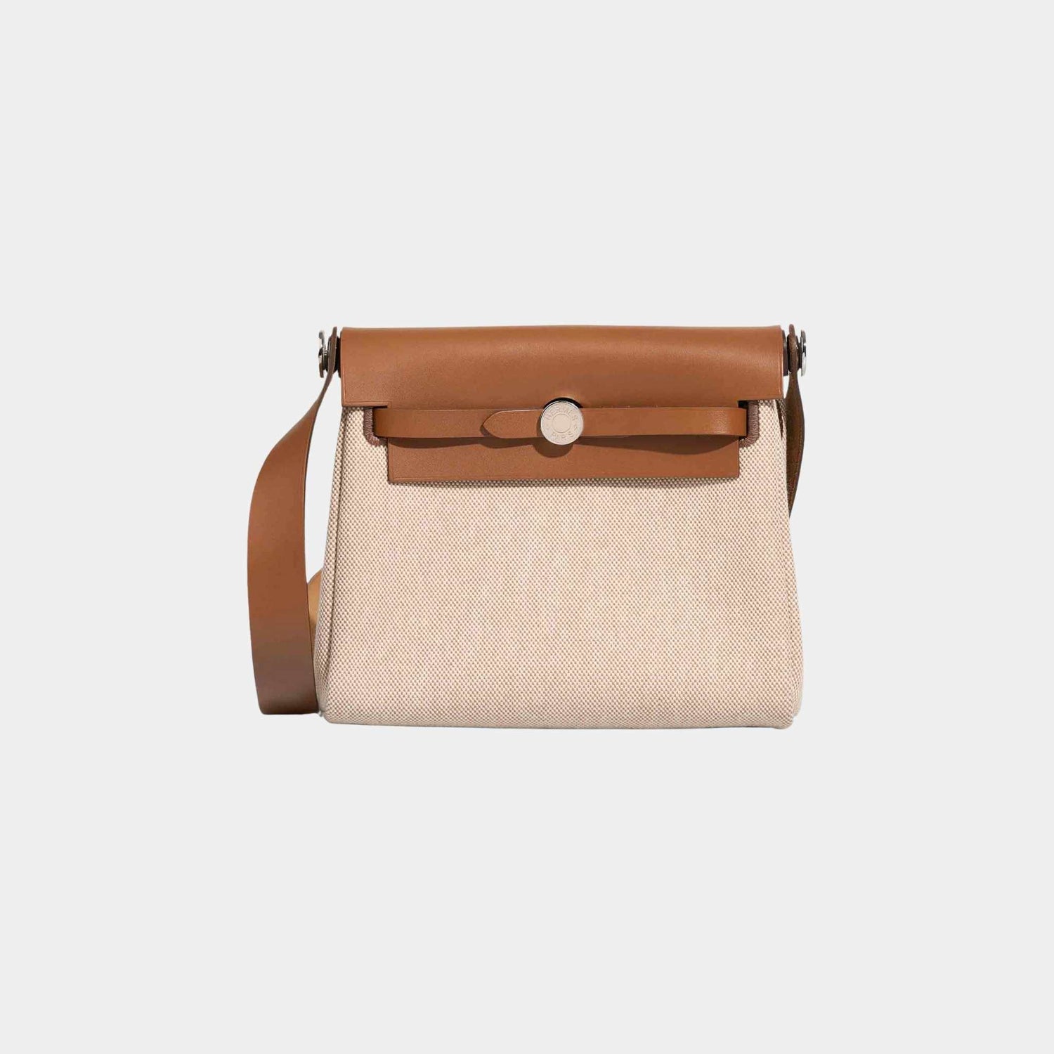 Hermes Herbag Mini Vache Hunter Toile Naturel Ecru, Front