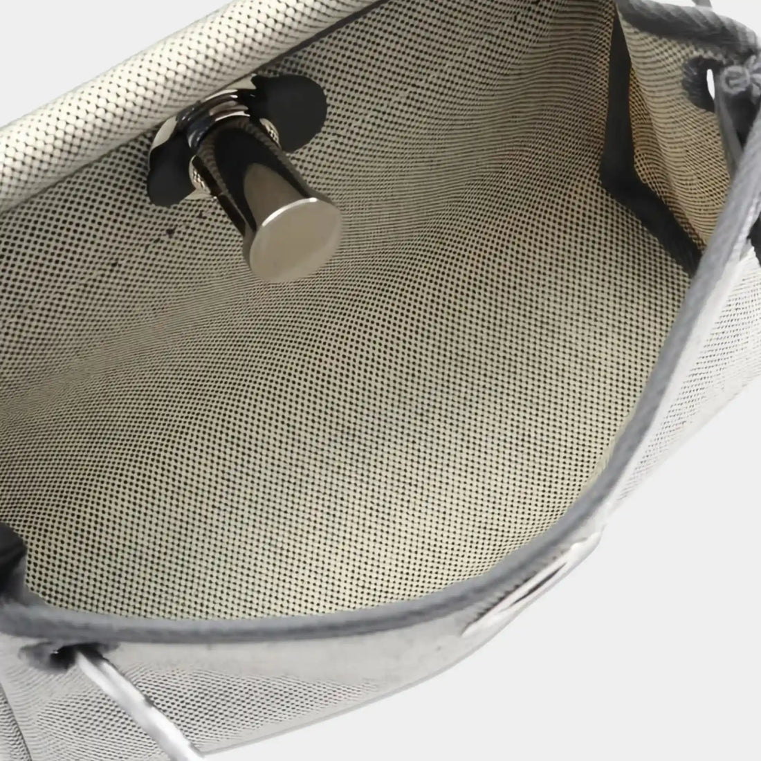 حقيبة Hermès Herbag Zip Mini Vache Hunter-Canvas Ecru / Ardoise PHW، علوية