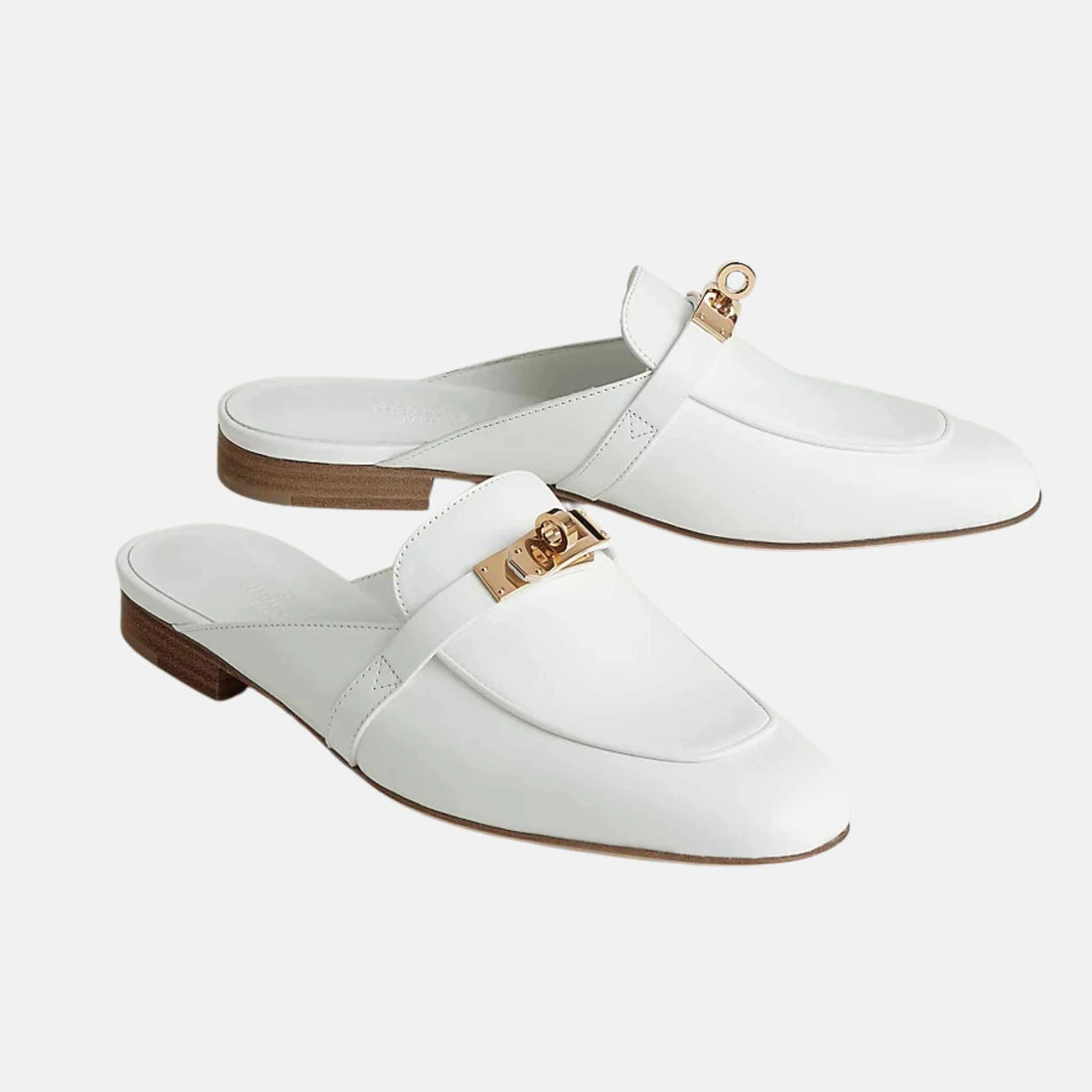 Oz mule Calfskin PBHW, Blanc, Front