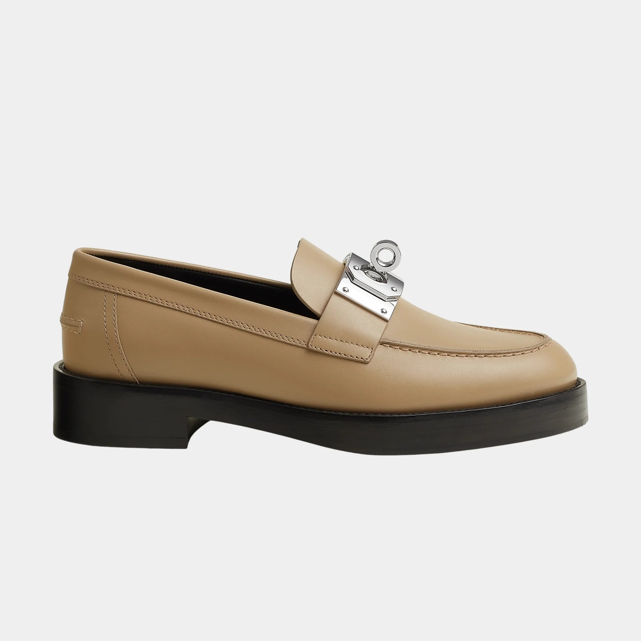 Hermes Hot Loafers in Calfskin, Beige Lin, Side