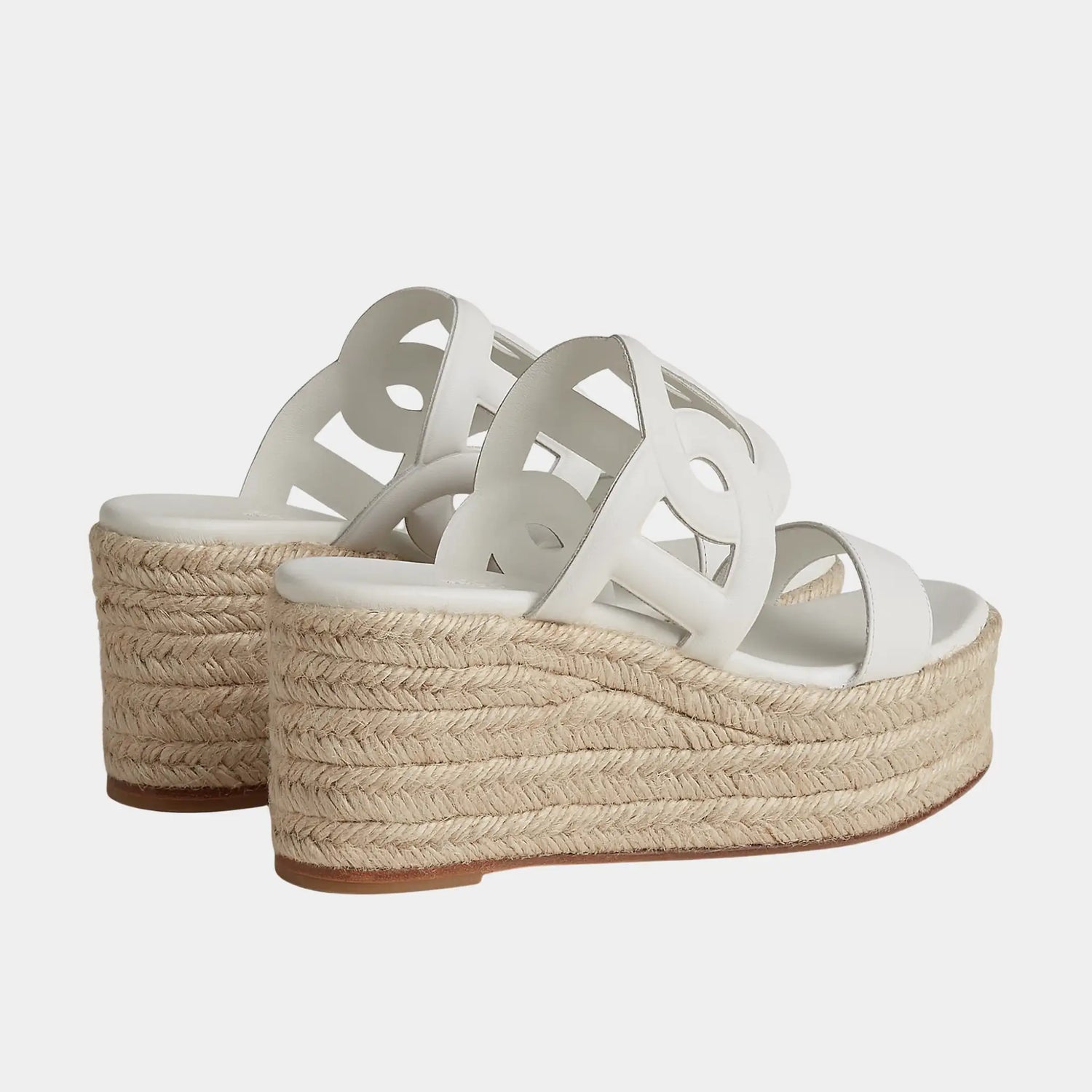 Hermes Ithea 30 Espadrille in Nappa Leather, Blanc, Back