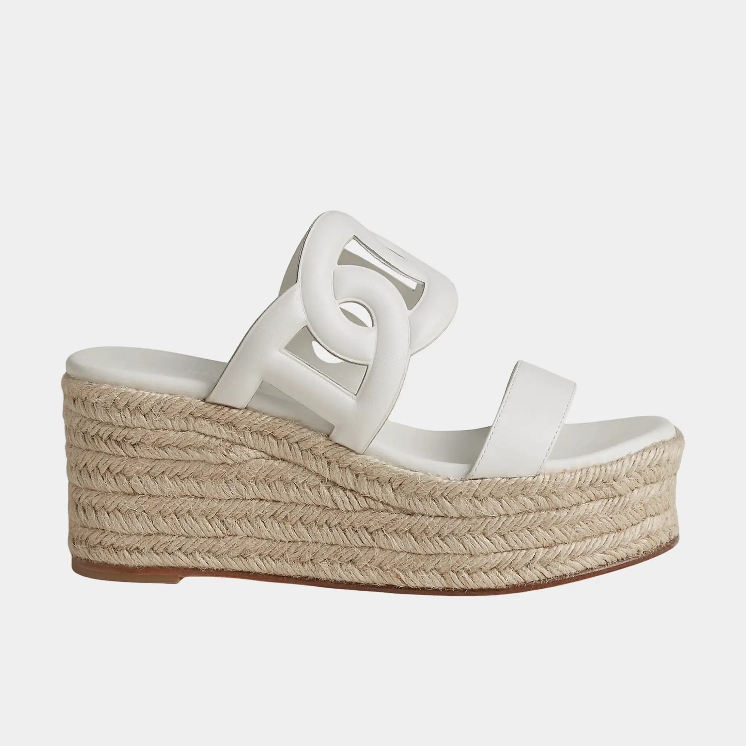 Hermes Ithea 30 Espadrille in Nappa Leather, Blanc, Side