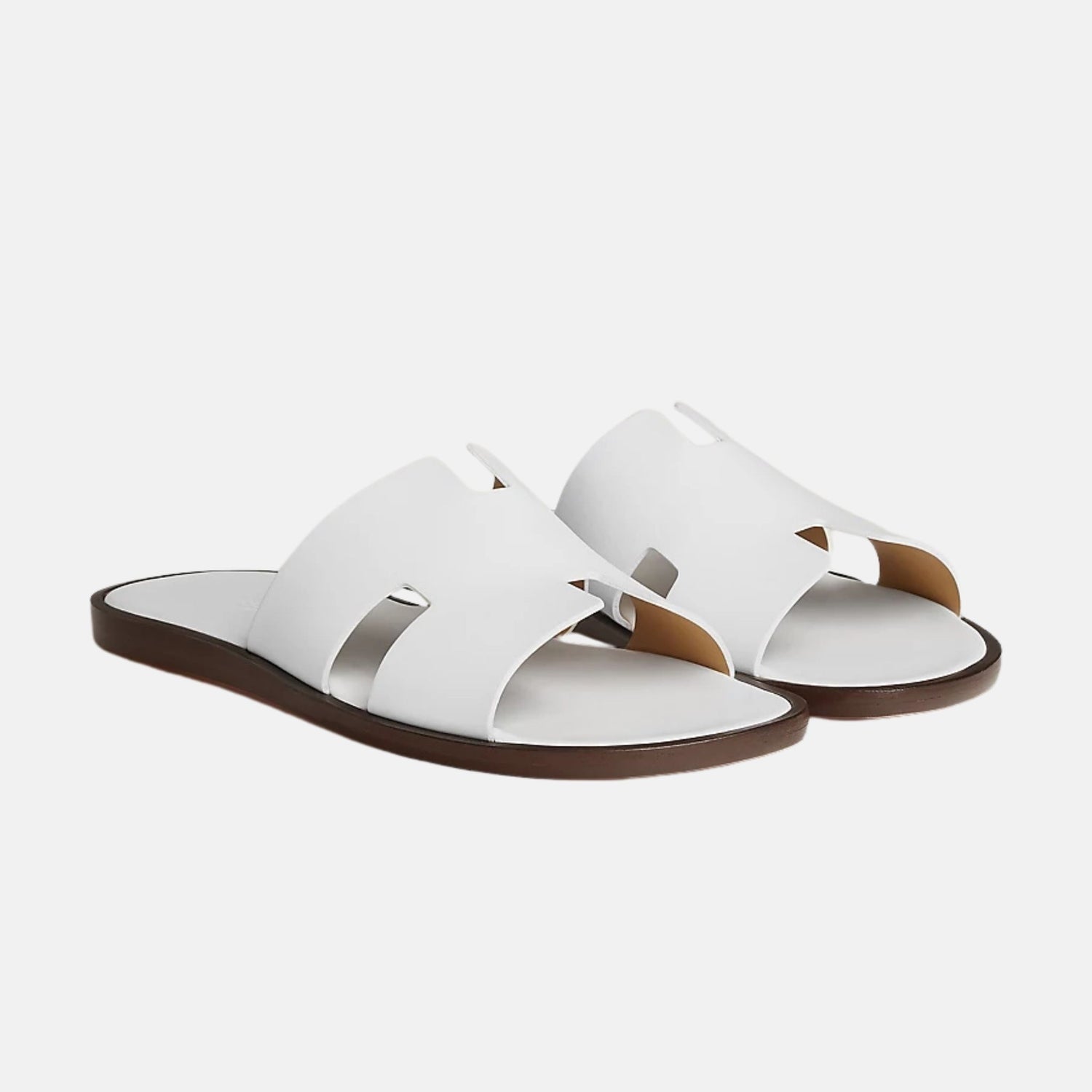 Hermes Izmir Sandal In Calfskin, Blanc, Front