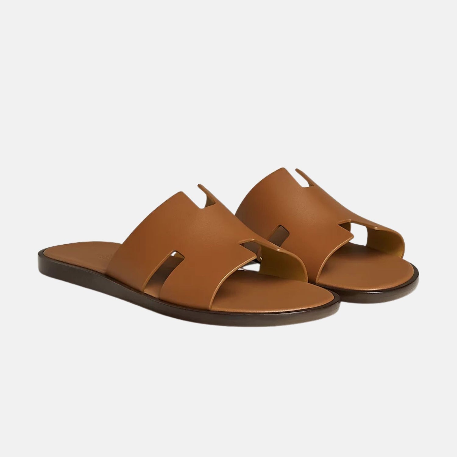 Hermes Izmir Sandal In Calfskin, Gold, Front