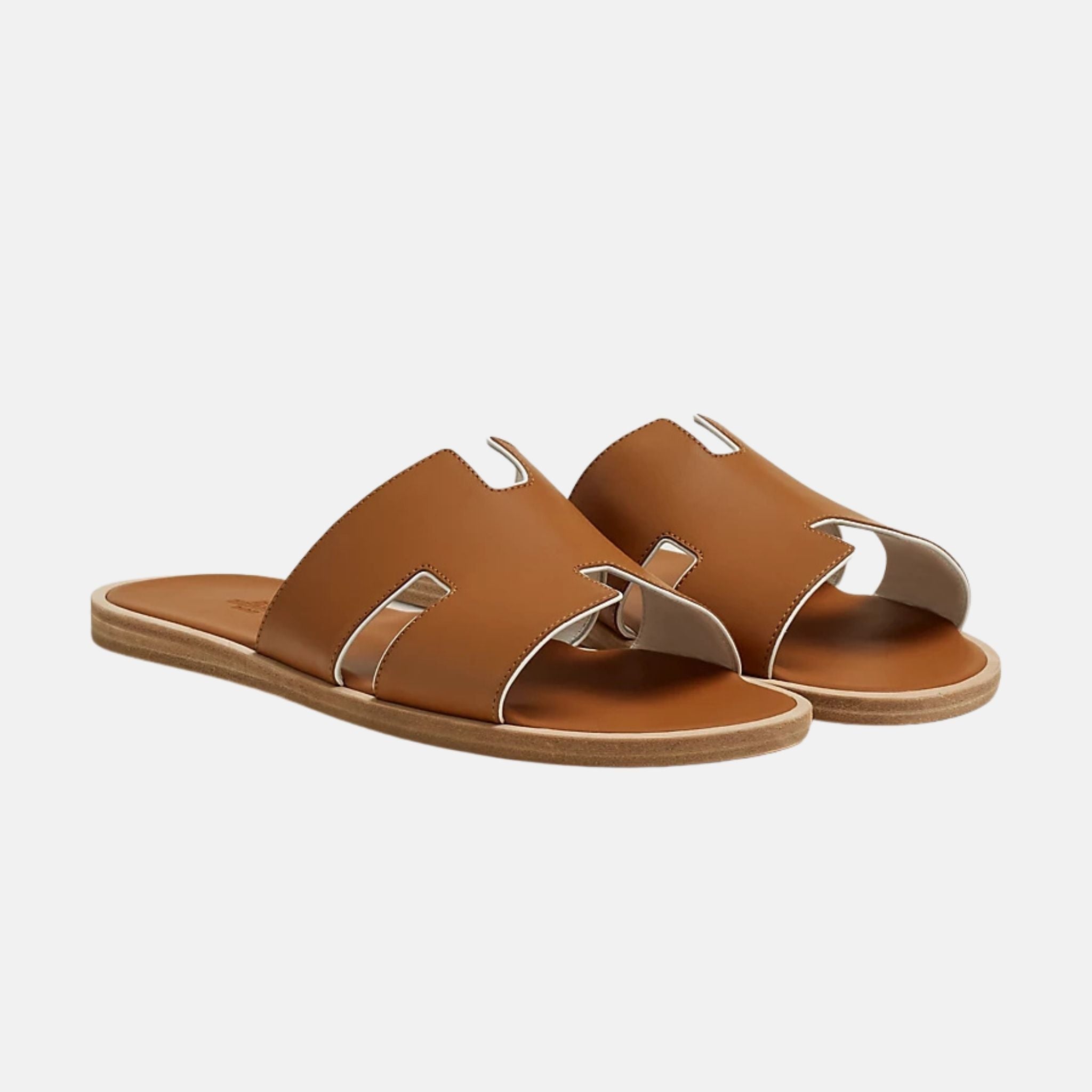 Hermes Izmir Sandal In Calfskin And Nappa Leather, Naturel Blanc, Front