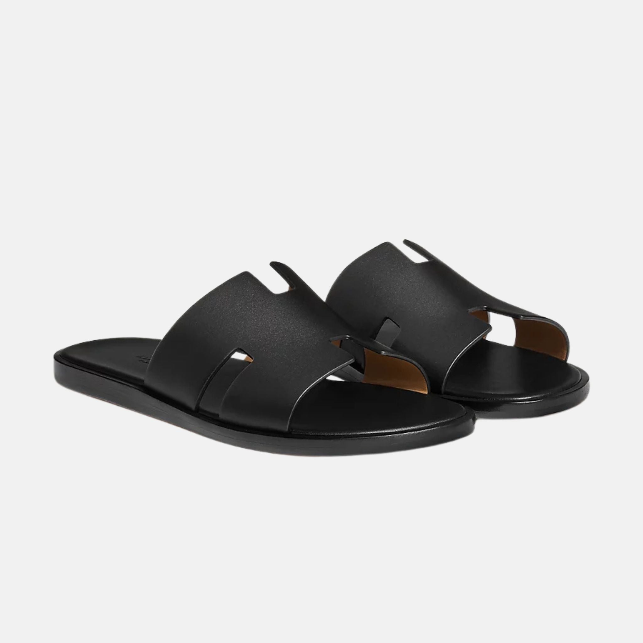 Hermes Izmir Sandal In Calfskin, Noir, Front