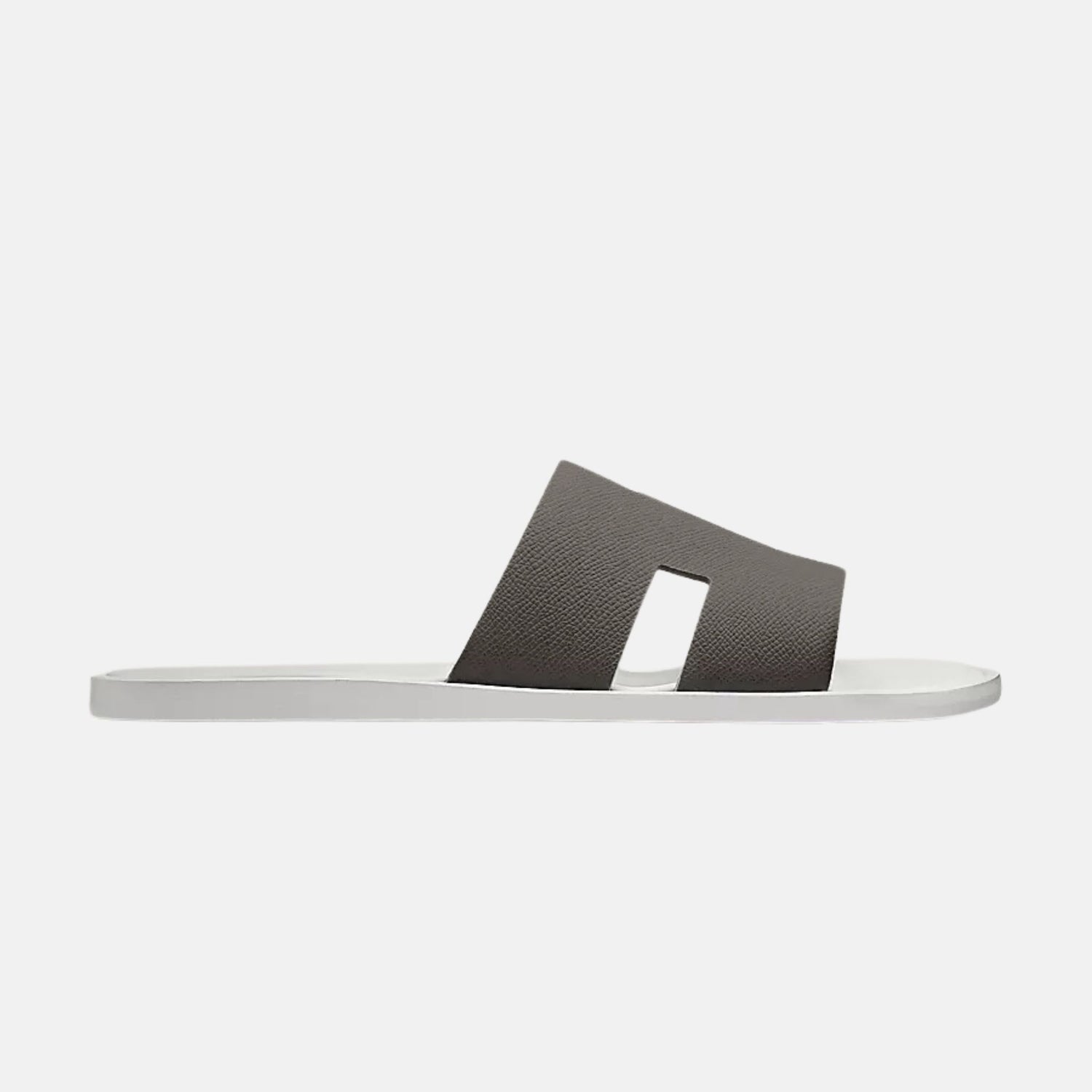 Hermes Izmir Sandal in Epsom Calfskin, Gris Fonce, Blanc, Side