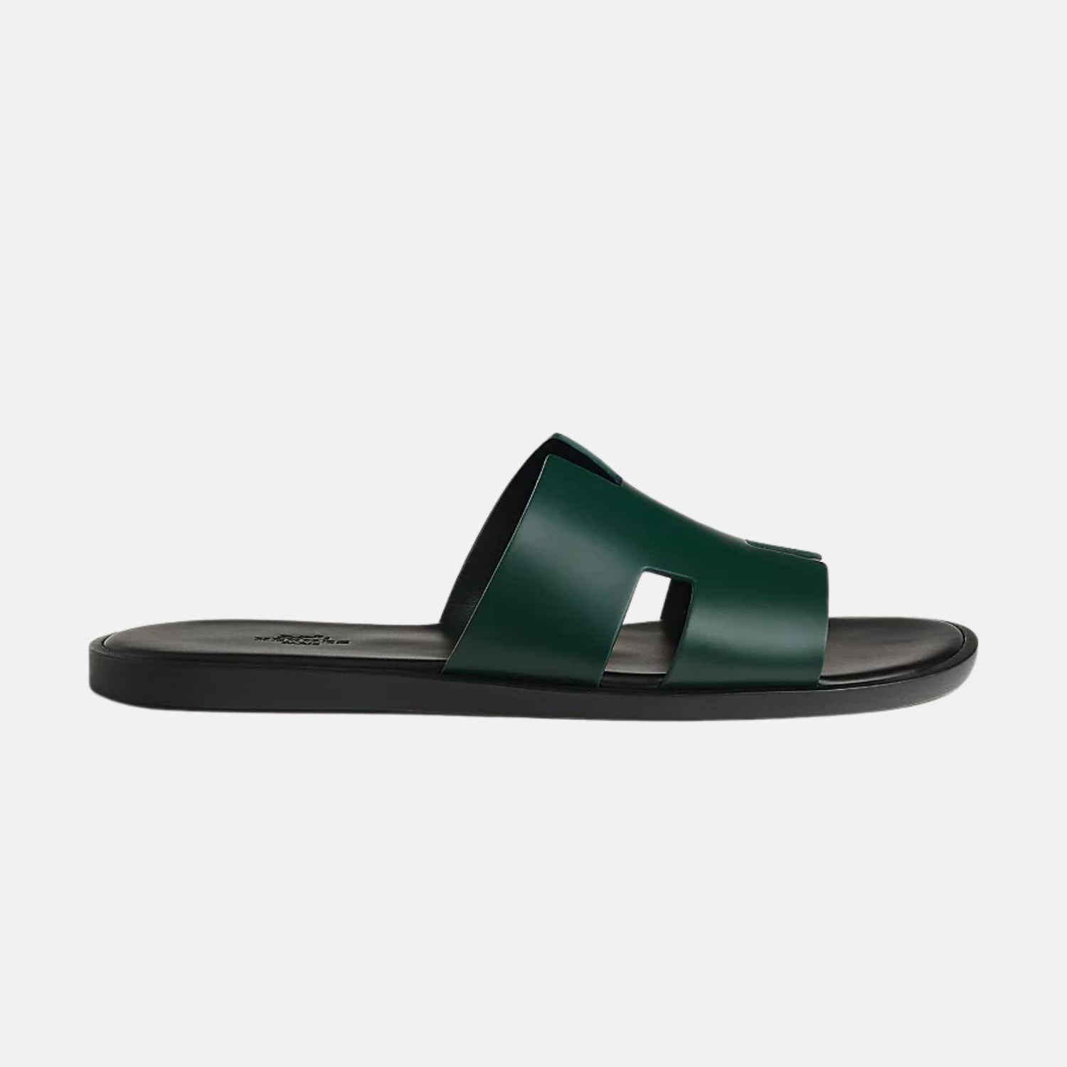 Hermes Izmir Sandal In Glazed Calfskin, VertFonce, Side