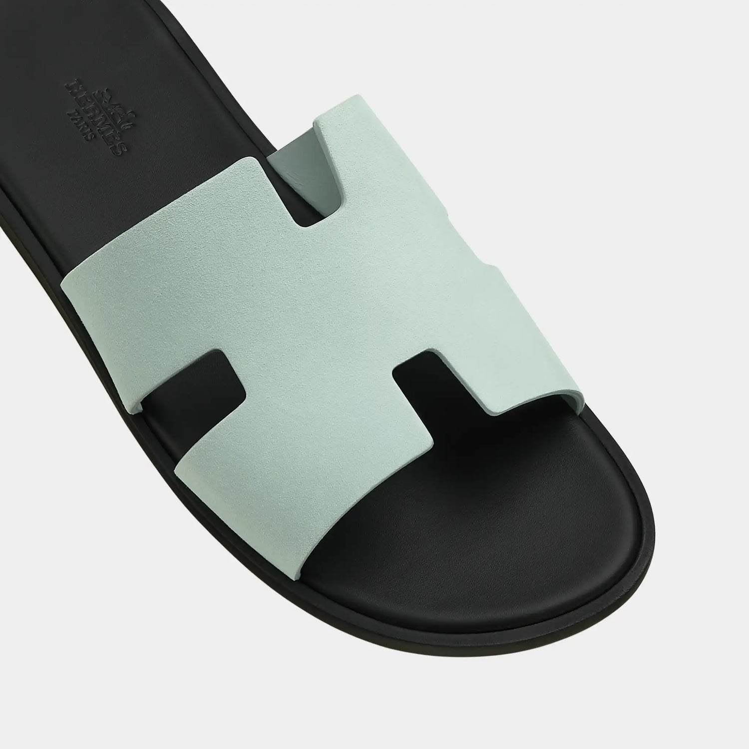 Hermes Izmir Sandal In Suede Goatskin, Bleu Glacier, Top