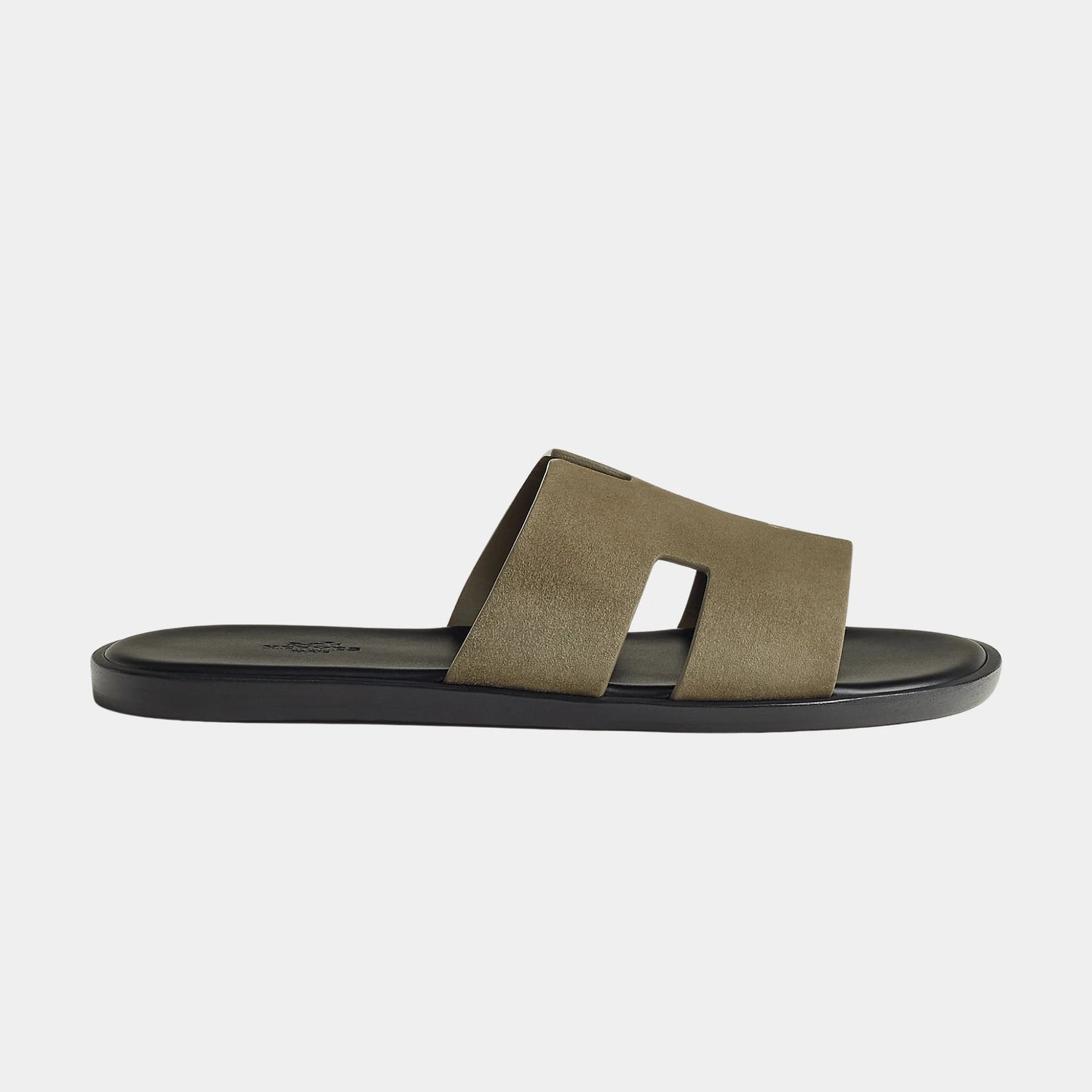 Hermes Izmir Sandal In Suede Goatskin, Vert Toundra, Side