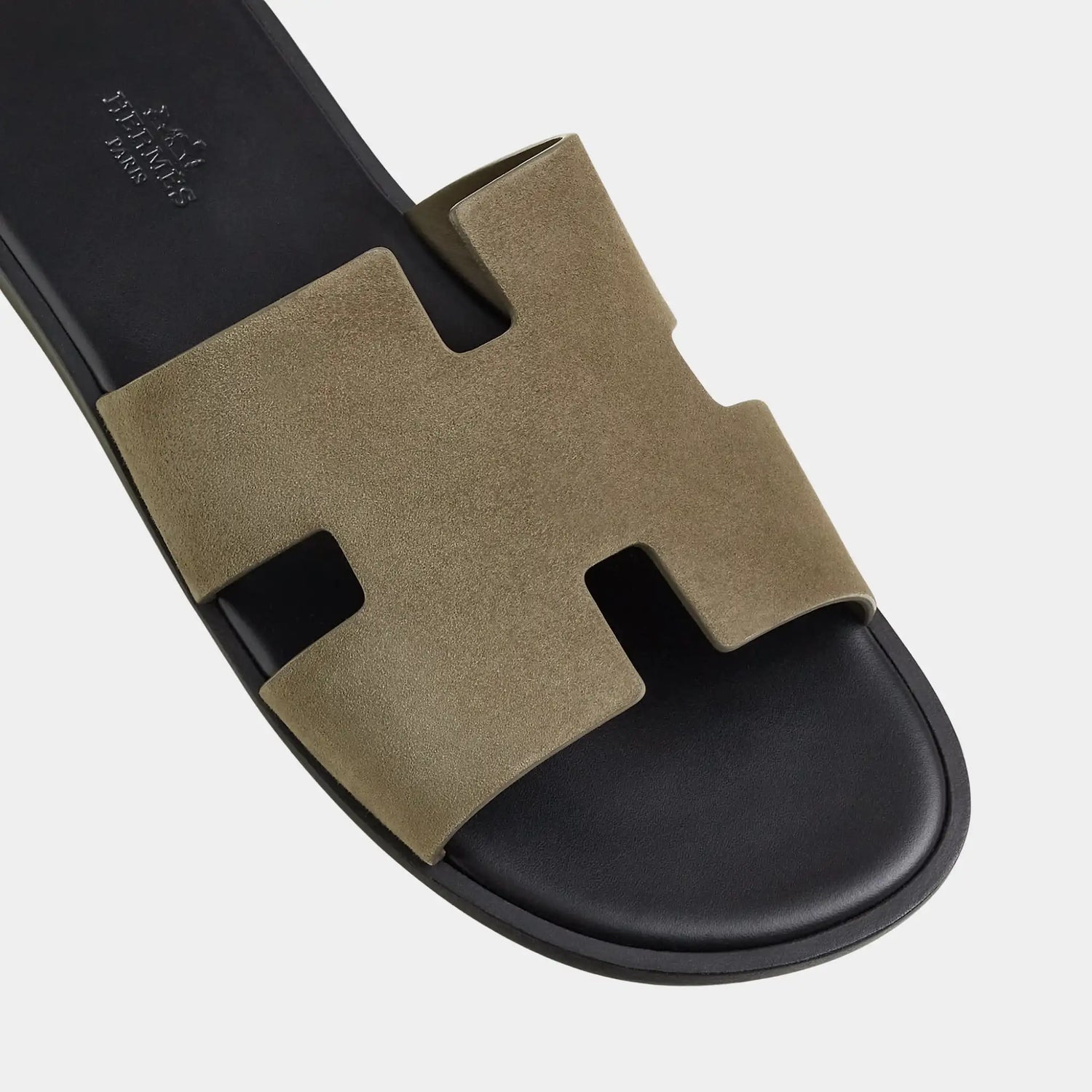 Hermes Izmir Sandal In Suede Goatskin, Vert Toundra, Top