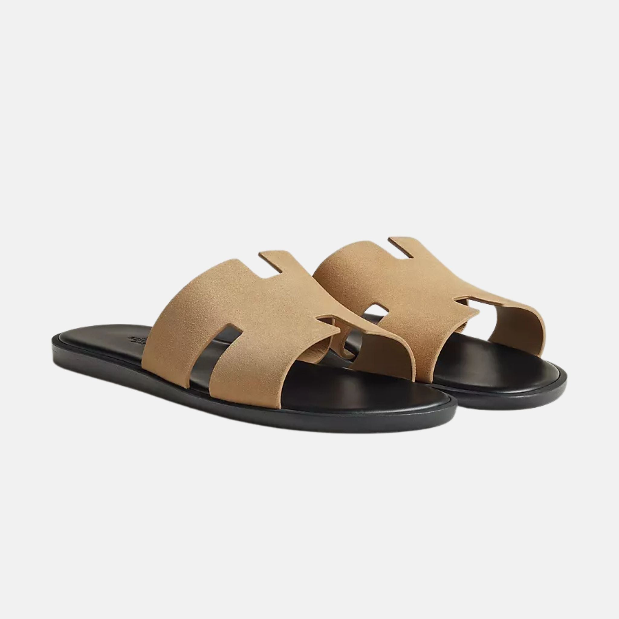 Hermes Izmir Sandal In Suede Goatskin, Beige Albatre, Front