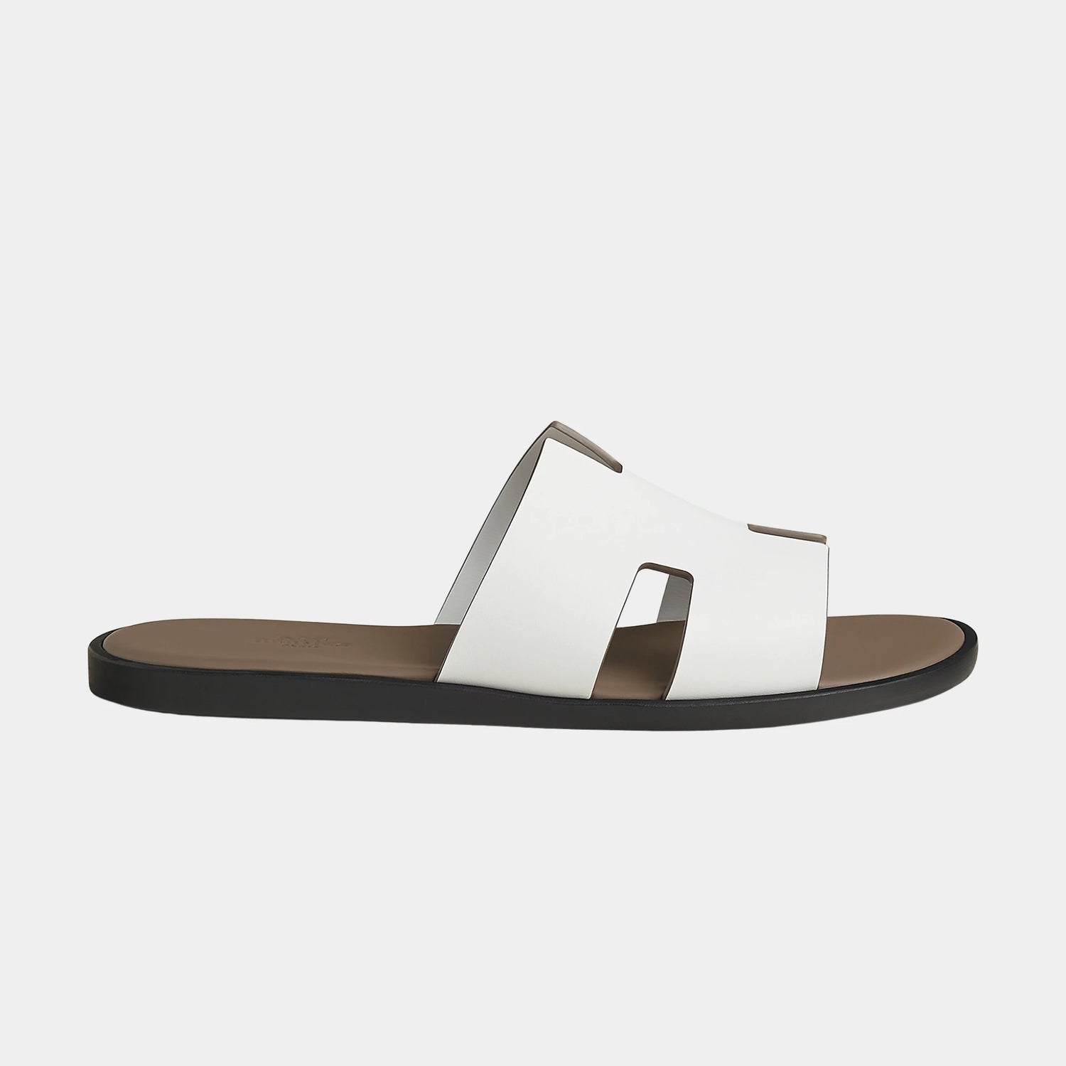 Hermes Izmir Sandal in Two Tone Calfskin, Blanc, Etoupe, Side