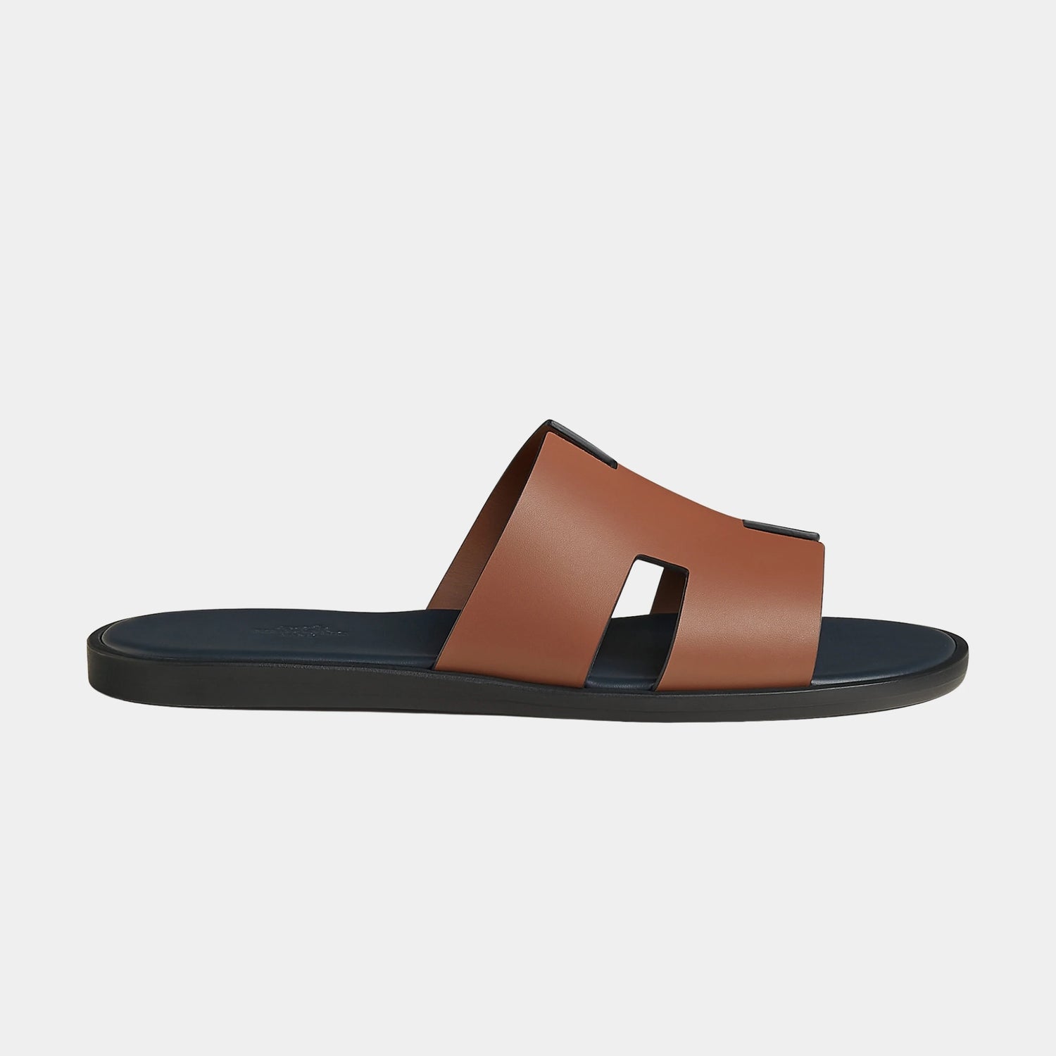 Hermes Izmir Sandal in Two Tone Calfskin, Gold, Marine, Side