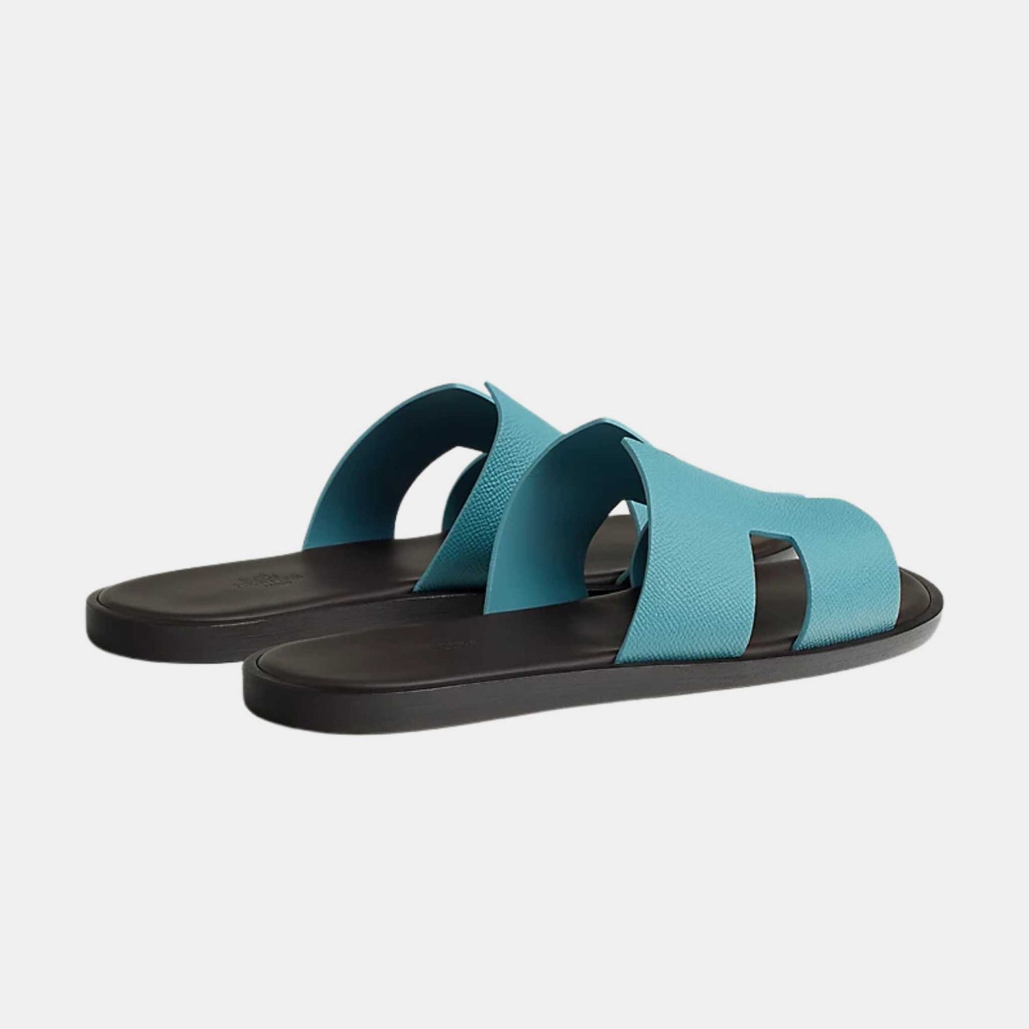 Hermes Izmir Sandals Mineral Blue Ebony Brown, Rear view