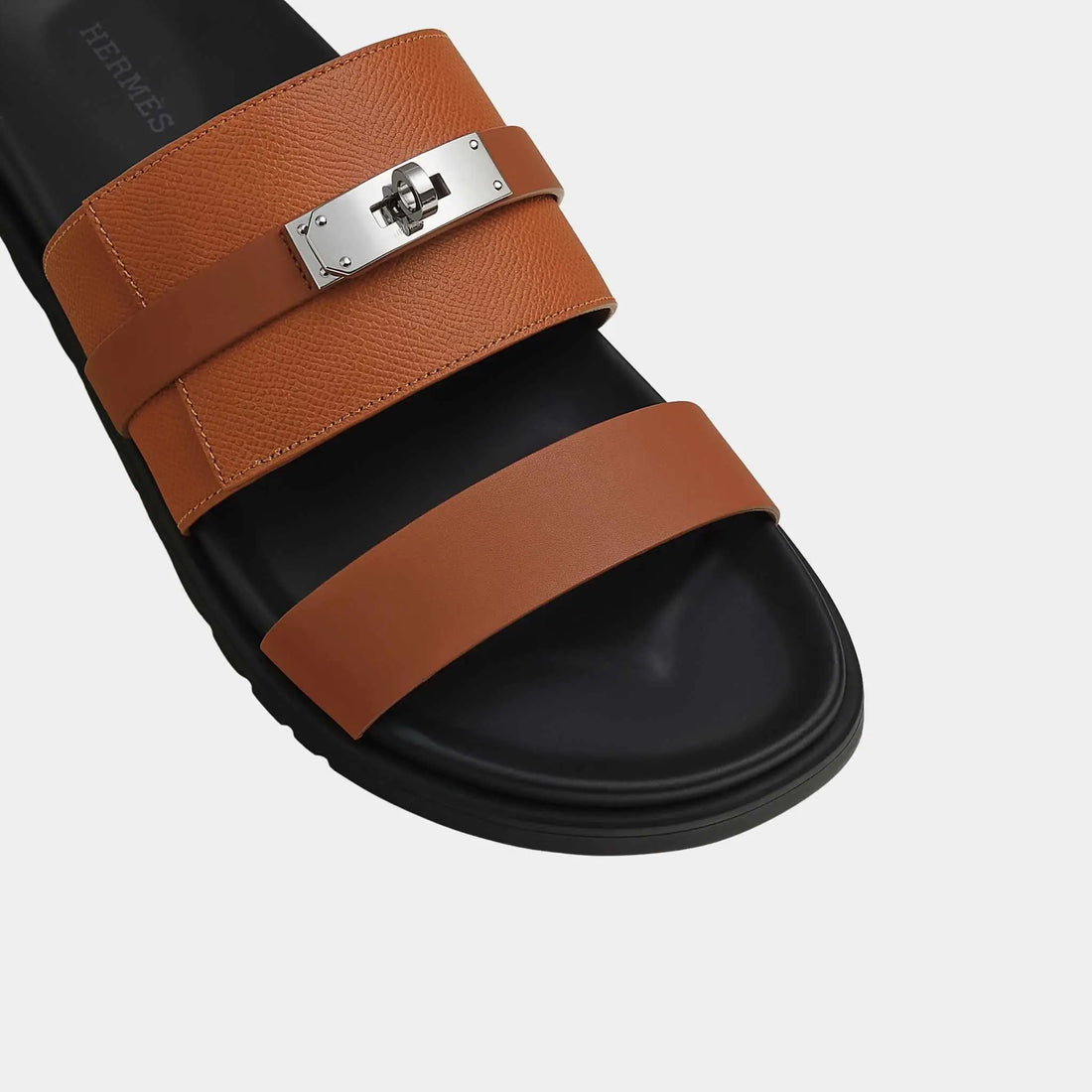 Hermes Jackson Sandal in Epsom Heritage Calfskin and Calfskin, Gold, Top