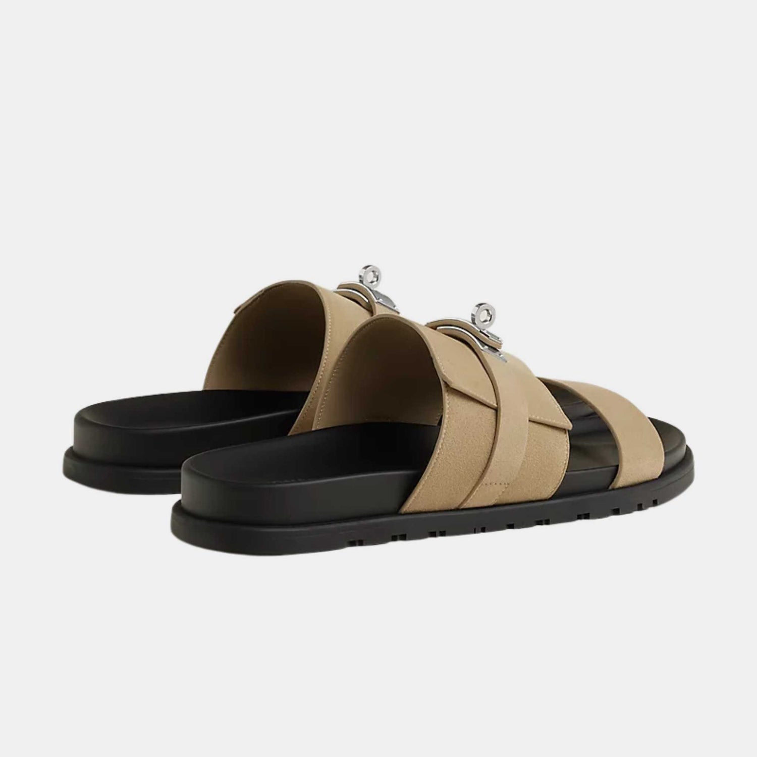 Hermes Jackson Sandals Biege Linen Back and Side view 