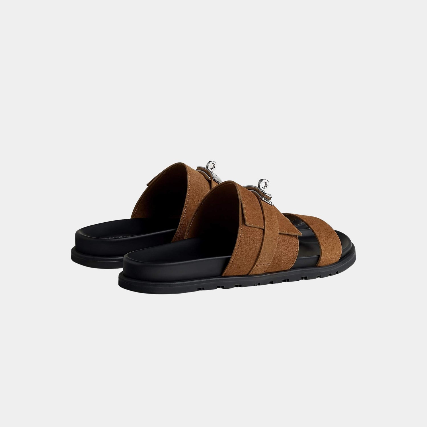 Hermes Jackson Sandals Suede Goatskin, Brun Fume, Back