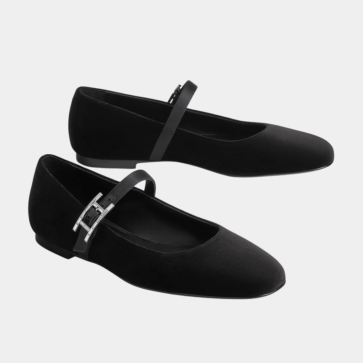 Jane Ballerinas in Velvet and Satin Fabric