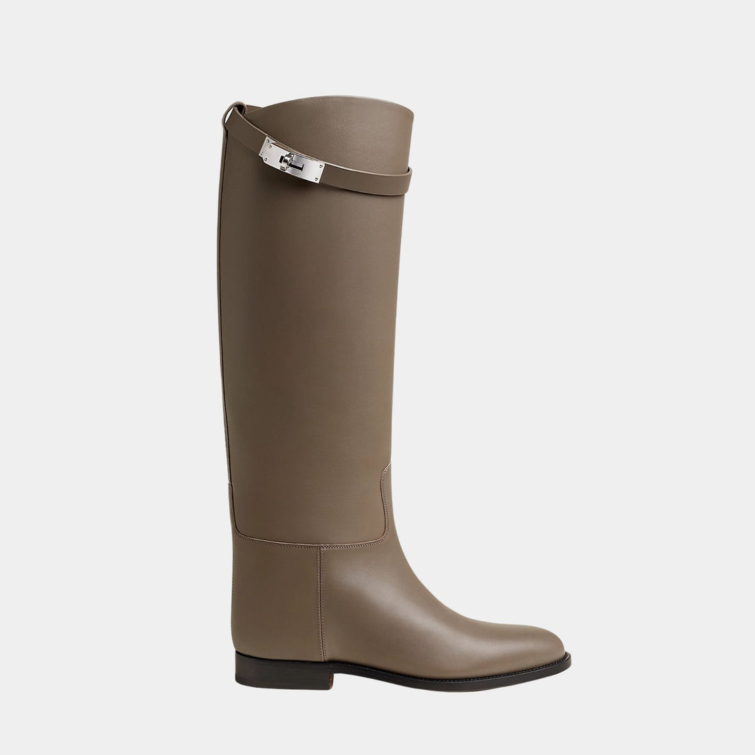 أحذية Hermes Jumping من جلد Box Calfskin، بلون Etoupe، من الجانب