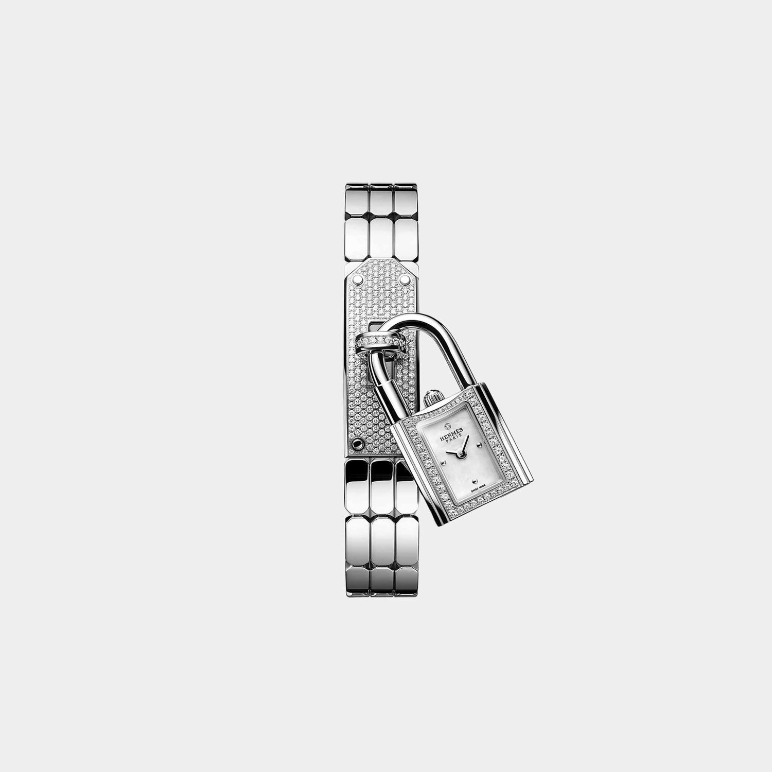 Hermes Kelly 16 mm Steel Watch With Diamond Set Steel Case And Plate