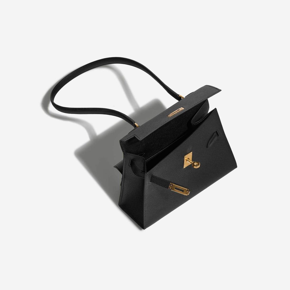 Hermes Kelly 20 Mini en Desordre Epsom أسود، من الأعلى