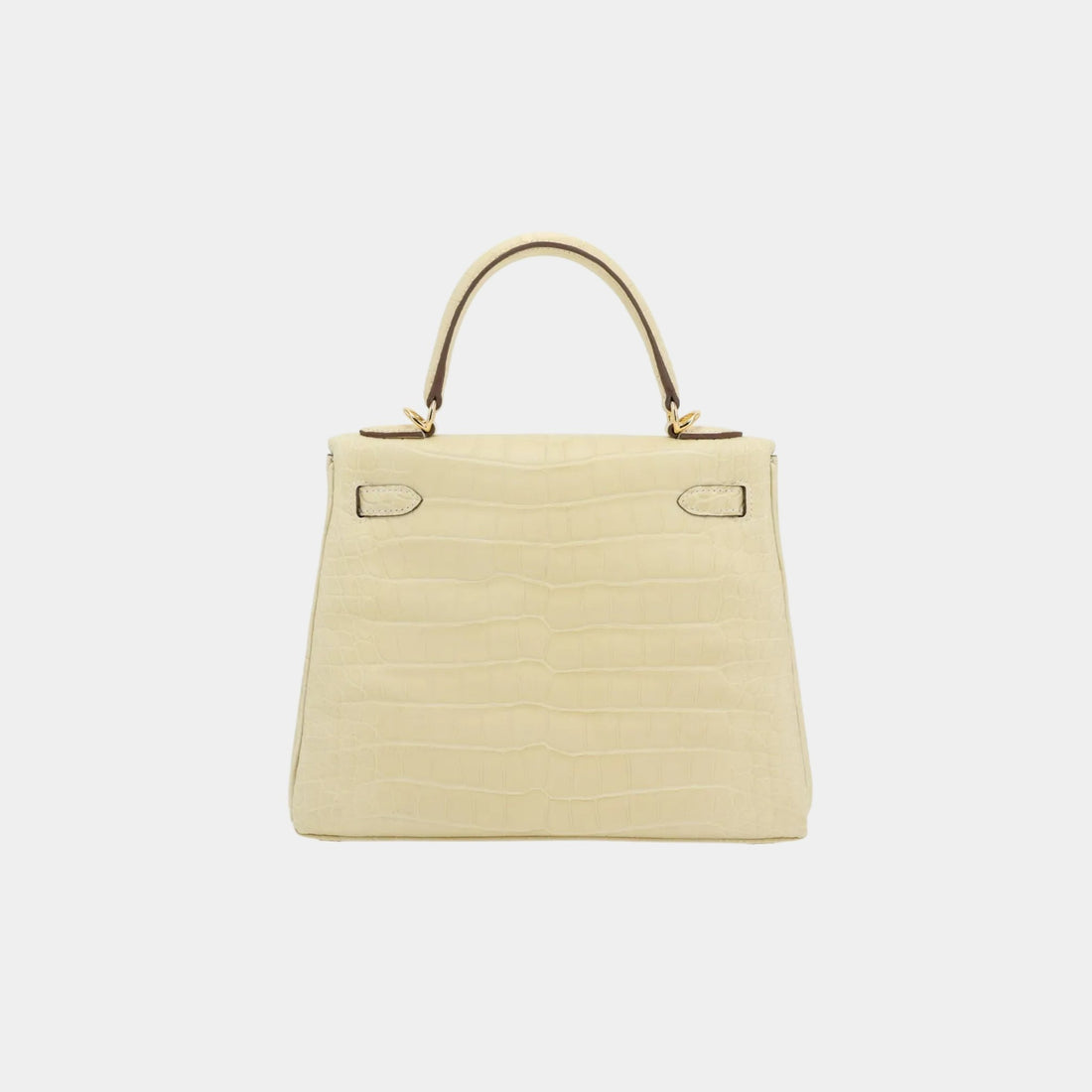 Hermes Kelly 25 جلد تمساح بلون فانيلا، GHW، من الخلف
