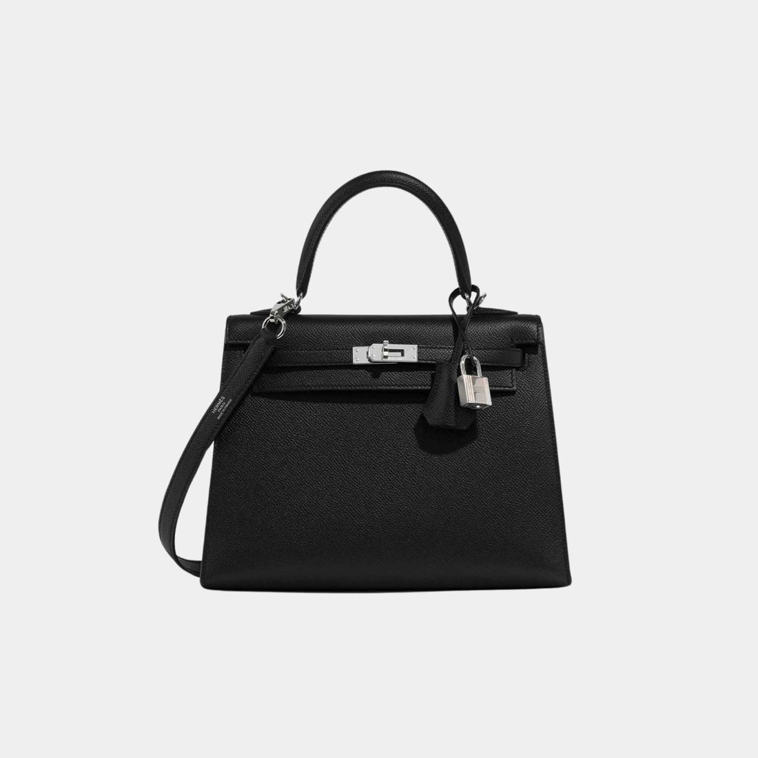 Hermes Kelly 25 Epsom Black PHW, Front