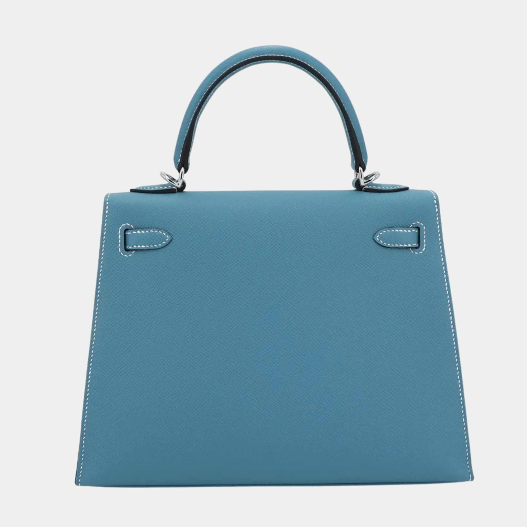 Hermes Kelly 25 Epsom Bleu Jeans PHW, Back