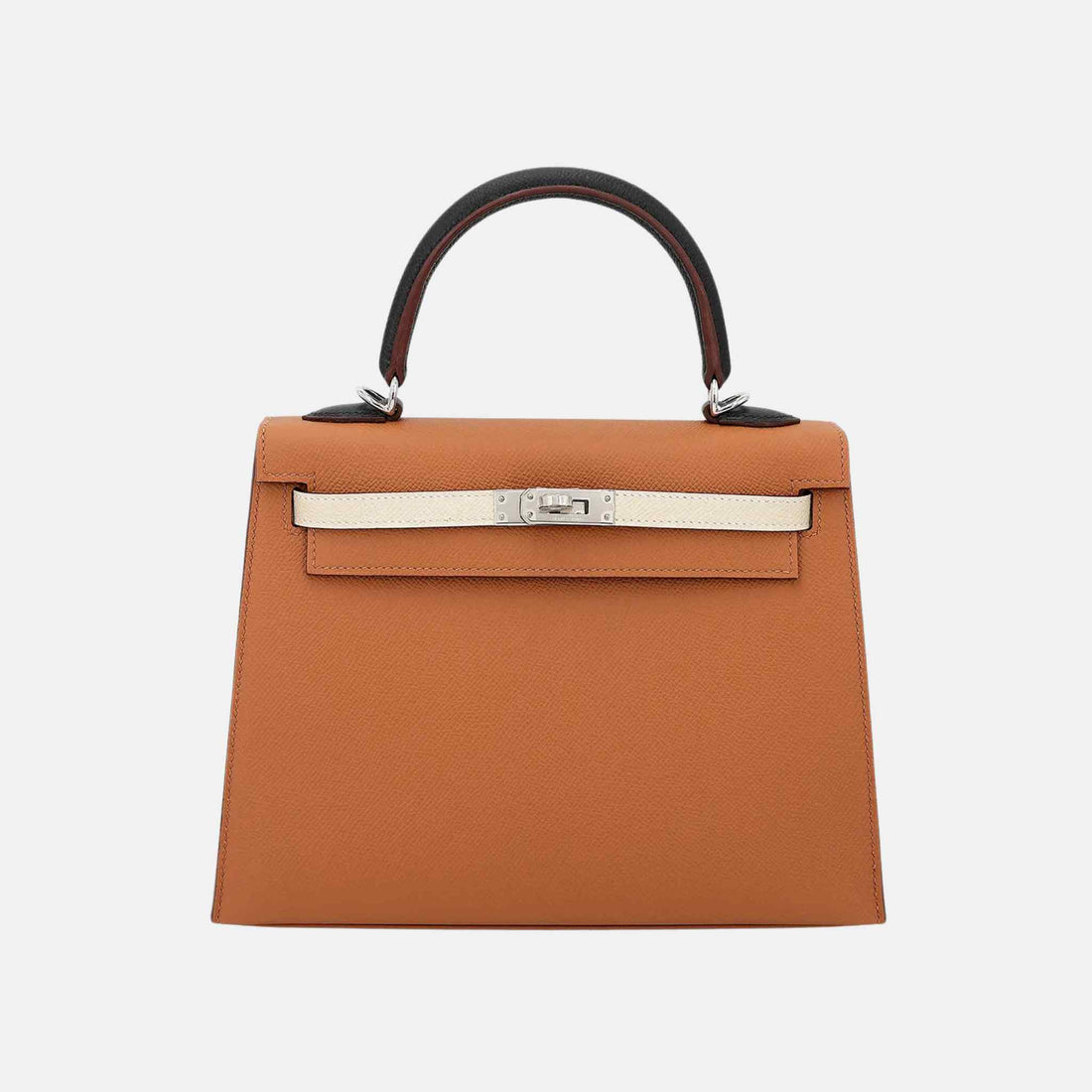Kelly 25 Epsom Gold/Craie/Black/Bleu Saphir PHW, Front