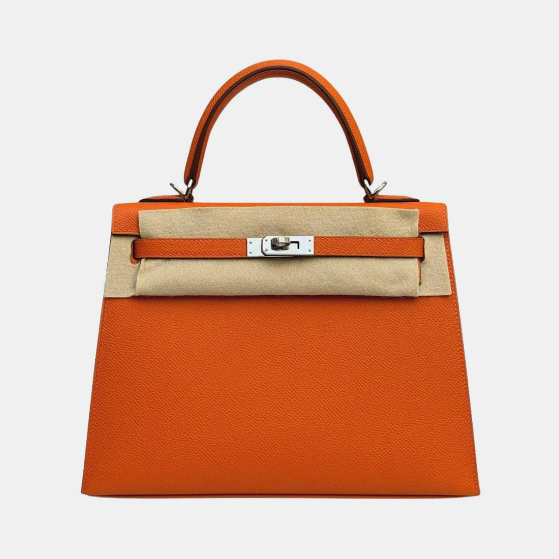 Hermes Kelly 25 Epsom Orange H PHW, Front