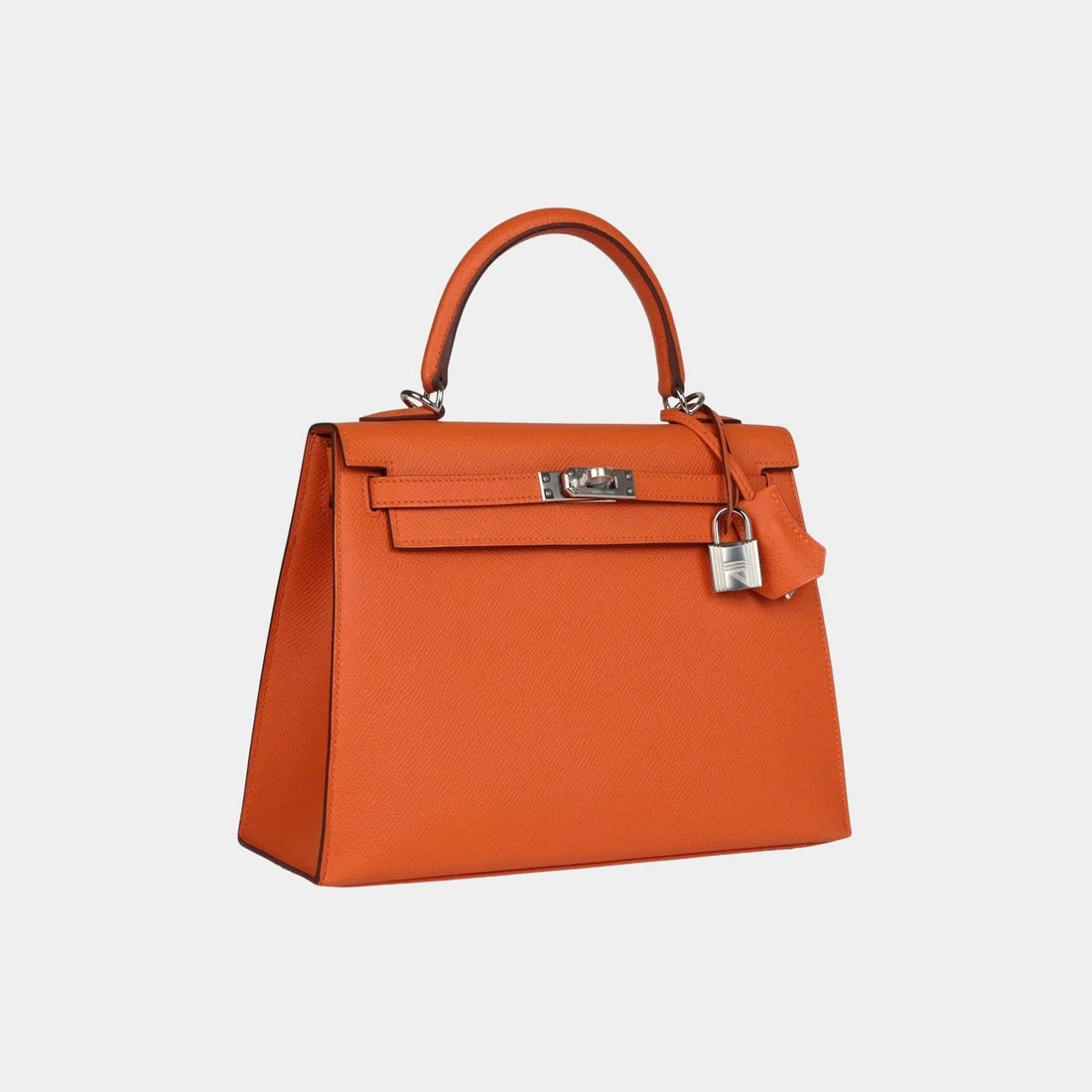 Hermes Kelly 25 Epsom برتقالي H PHW، من الجانب