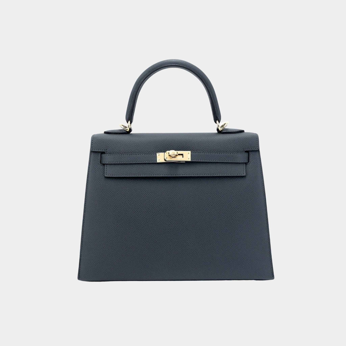 حقيبة Kelly 25 Epsom Sellier بلون Gris Misty مع حليات PBHW