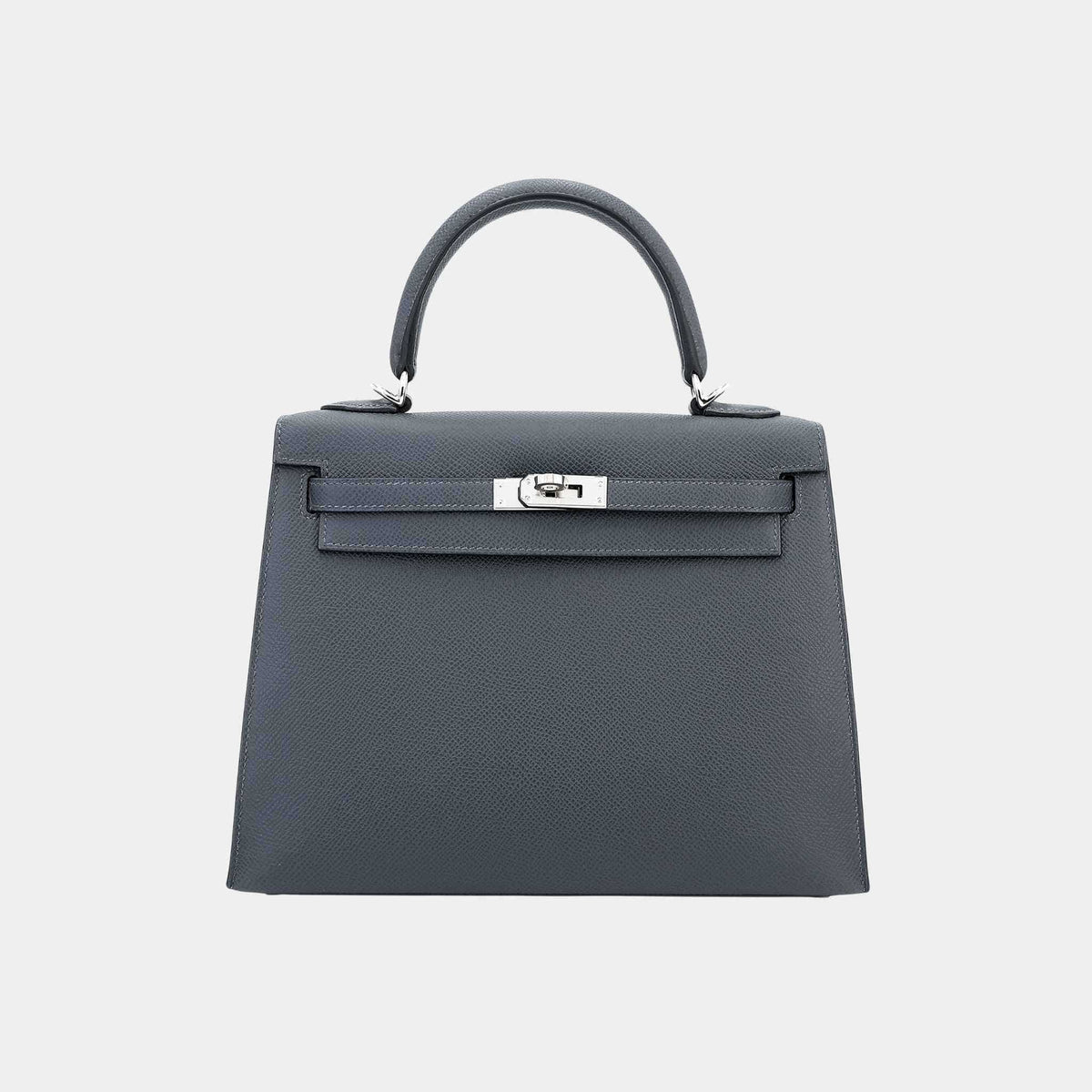 حقيبة Kelly 25 Epsom Sellier بلون Gris Misty مع حليات بلاديوم