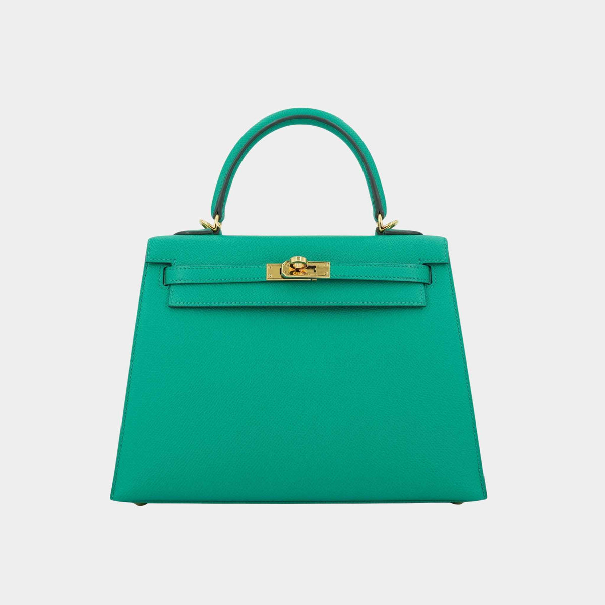 حقيبة Kelly 25 Epsom Sellier بلون Vert Jade مع حليات ذهبية